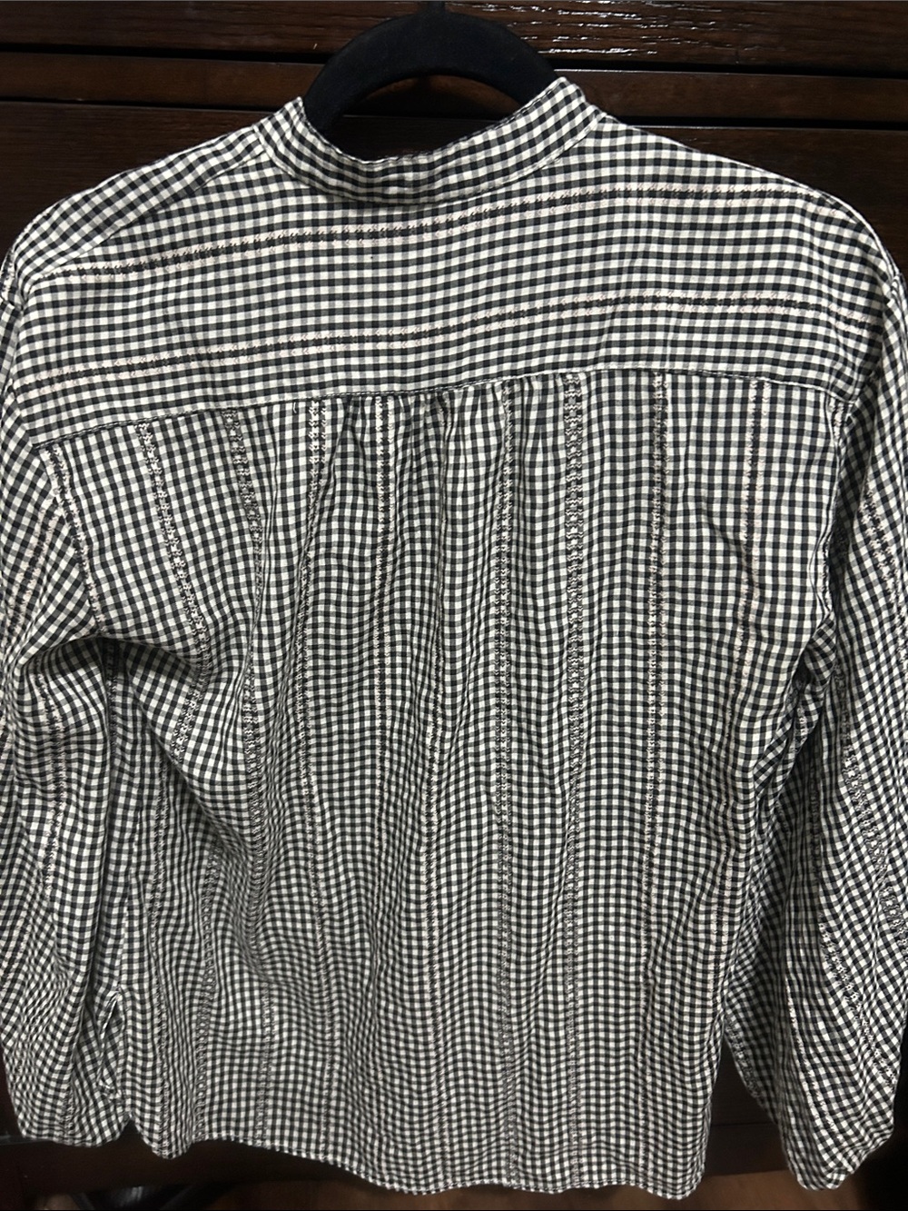 Max Studio Black and White Gingham Button-Down Blouse - Picture 5 of 5